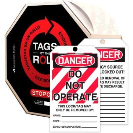 ACCUFORM Accuform Danger Do Not Operate Tag, PF-Cardstock, 250/Roll TAR125